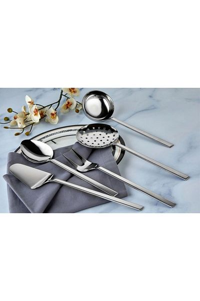 FİTHOME 5-Piece Serving Set with Stand Stainless Steel Plain Serving Set Set