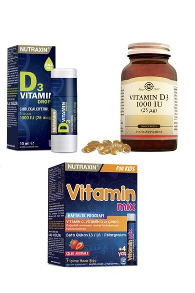 Solgar فيتامين د3 1000 وحدة دولية - 100 كبسولة نوتراكسين فيتامين د3 قطرات + م...