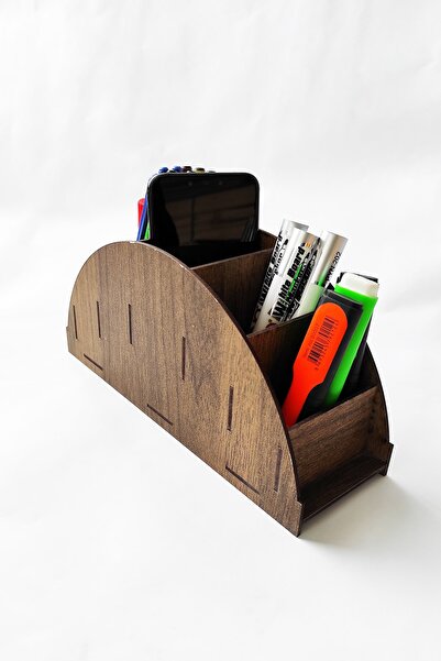 woodsia Oval Ahşap Masaüstü Kalemlik Organizer