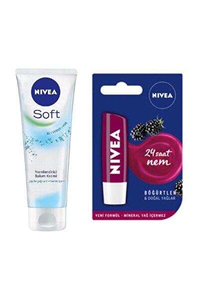NIVEA Soft El Ve Vücut Kremi 75 ml + Lip Blackberry 4,8 gr