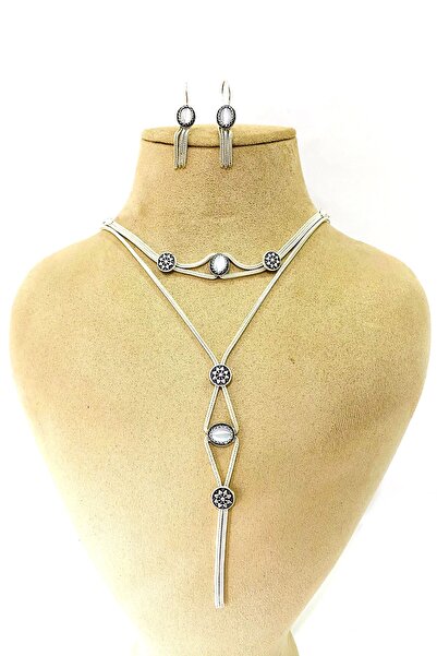 Artuklu Telkari 925 Ayar Gümüş Mardin Midyat Hasırı Sedef Taşlı Kadın 3'lü Set