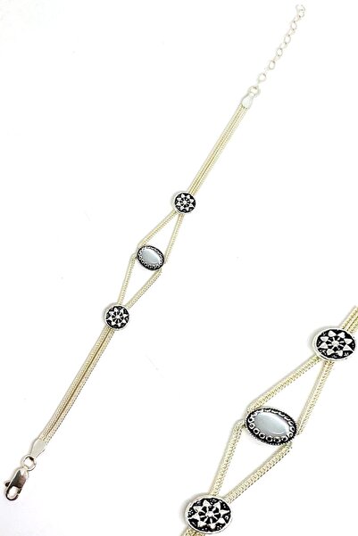 Artuklu Telkari 925 Ayar Gümüş Mardin Midyat Hasırı Sedef Taşlı Kadın 3'lü Set