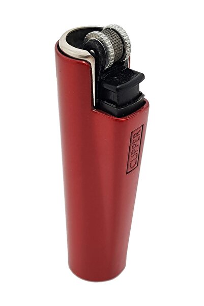 Clipper Çarklı Metal Parlak Mat Kırmızı Çakmak