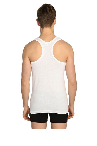 Seher Men's White Cross Back 9 Piece Ribbed Sports Undershirt