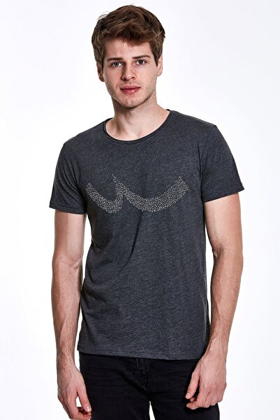 Ltb Men's Anthracite Printed Short Sleeve Crew Neck T-Shirt 012198450760890000
