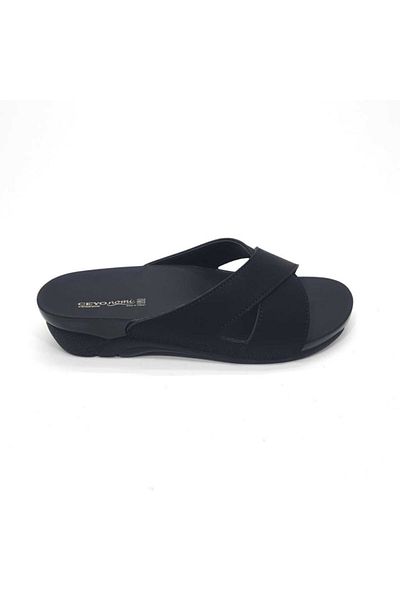 Ceyo Nomi Venice-9 Black Women's Slippers with Anatomical Cross Band