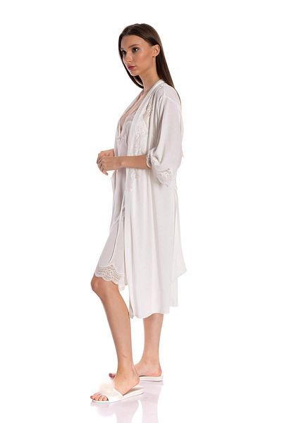 Espuar Ecru Double Combed Nightgown Dressing Gown Set