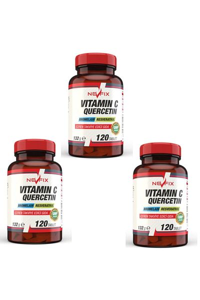 Nevfix Vitamin C 1000 Mg 120 Tablets Bromelian Quercetin 3 Boxes Vitamin C 360 Tablets