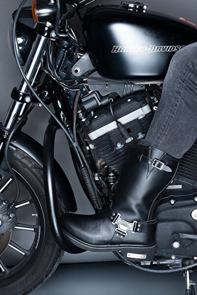 Harley Davidson Ανδρικές μαύρες μπότες από γνήσιο δέρμα T1777502503