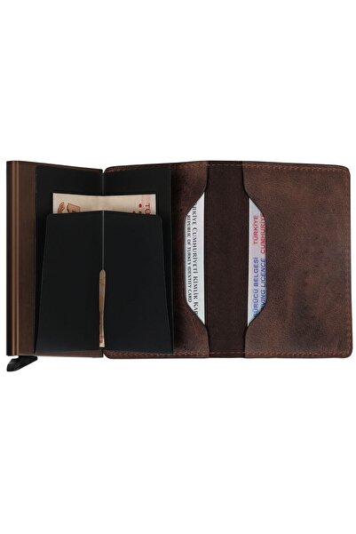 WalSmart Slim Crazy Leather Wallet with Smart Mechanism-brown