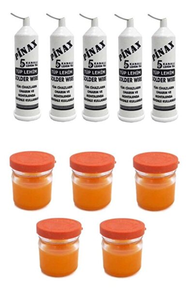 QNİAY Lehim Teli Tüp 5 Kanallı Tüp Lehim Teli 5 Adet + Lehim Pastası 40 Gr 5 ...