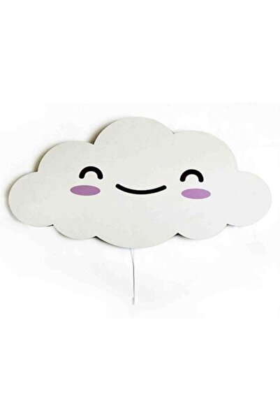 CajuArt Çocuk Odası Bebek Odası Led Işıklı Küçük Bulut Baskılı Mdf Duvar Süsü