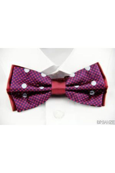 Brianze Dotted Navy Blue Claret Red Bow Tie Dp-11