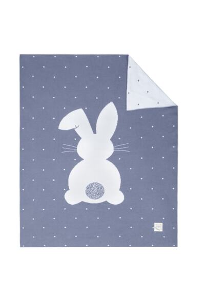 Miespiga بطانية أطفال تريكو قطنية منقوشة على شكل أرنب شينشيلا أزرق 80x100