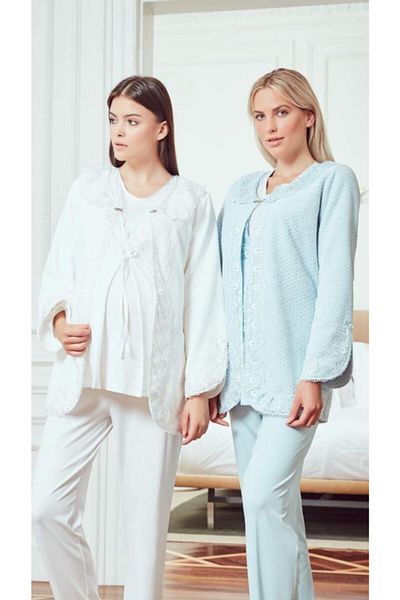 Bone Club 4805 Weksoft pijamale de maternitate din 3 piese cu halate de toaletă