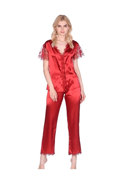 Marpessa Ipek Saten Özel Dantel Işlemeli Yazlık Pijama Takımı