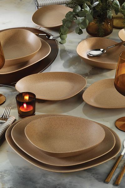 Kütahya Porselen Galaxy 2-Piece 35cm Beige Flat Plate Mat