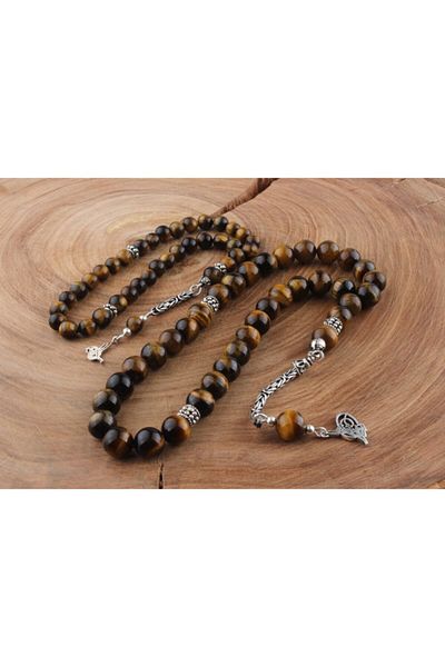 Tesbihsepetim My Father and Son Rosary Combination - Silver Tasseled Tiger Eye Stone