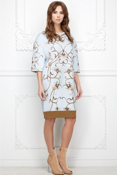 Faberlic Gray Half Sleeve Monogram Dress Size 34