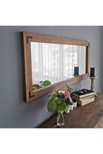 NEOstill Ahşap Ceviz Dekoratif Ayna 110x50