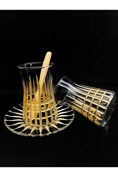 ÖzcamKristal 12 Parça 6 Kişilik Kesme Dekorlu Çay Takımı