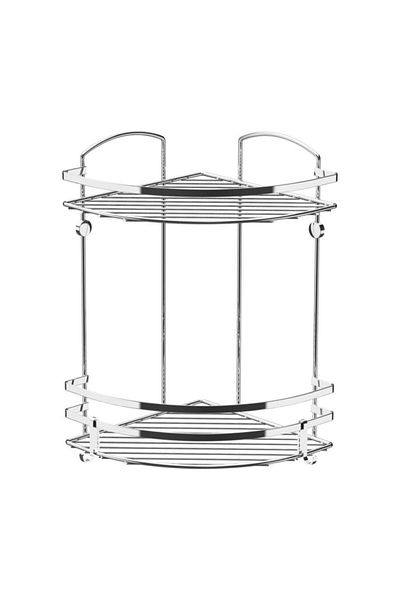 Teknotel Raft de colț pentru baie cu două niveluri de culoare cromată - Lm008h