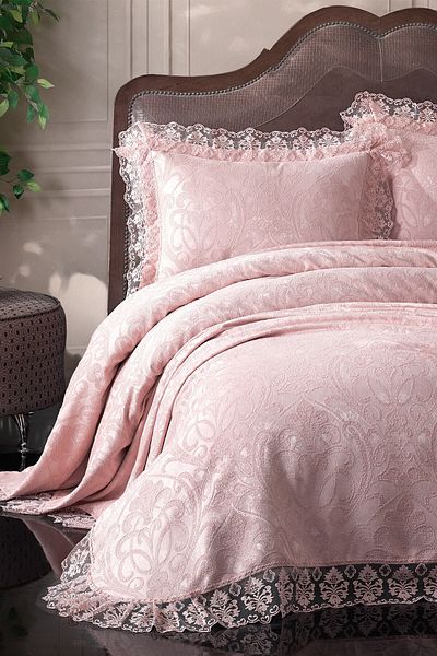 BİRHOME Violet Powder Lace Bedspread