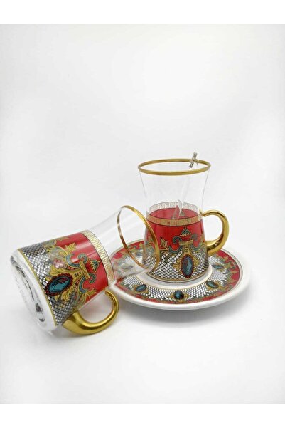 ÖzcamKristal 12 Parça 6 Kişilik Desenli Çay Takımı
