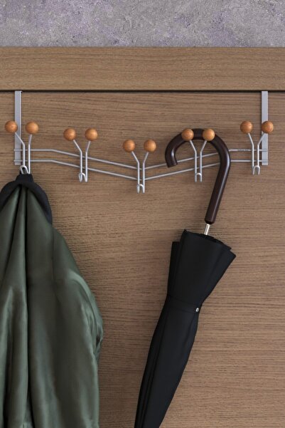 Teknotel 15'li Kapı Arkası Askısı Metal+ahşap Mat Beyaz Mg089