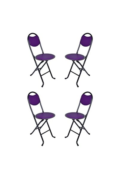 HASTUNÇ 4 Adet Katlanabilir Kamp Sandalyesi - Mor