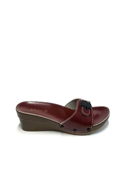 Ceyo 9927 Kırmızı Minelli Topuklu Bayan Anatomik Terlik