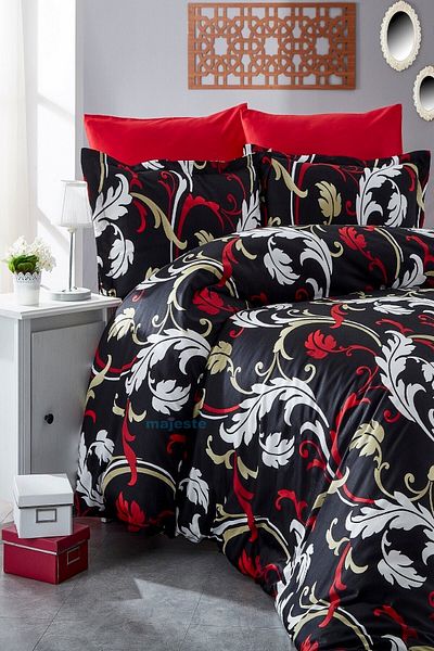 MAJESTE Exclusive Real Cotton Satin 100% Cotton Double Duvet Cover Set Pattern: 3695