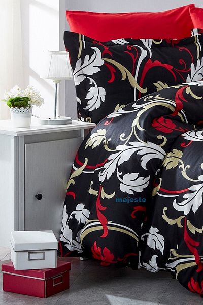 MAJESTE Exclusive Real Cotton Satin 100% Cotton Double Duvet Cover Set Pattern: 3695