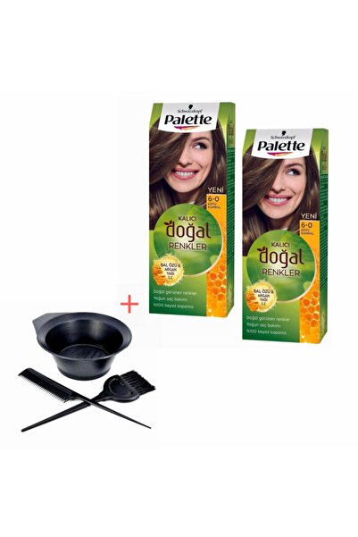 Palette Kalıcı Doğal Renkler 6-0 Koyu Kumral X 2 Adet + Boyama Seti