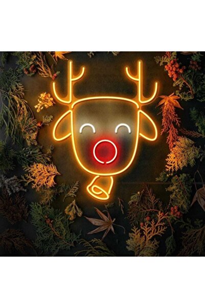 Red Proje Neon Led Aydınlatma Geyik Gece Lambası Parti Süsü Işıklı Duvar Dekor