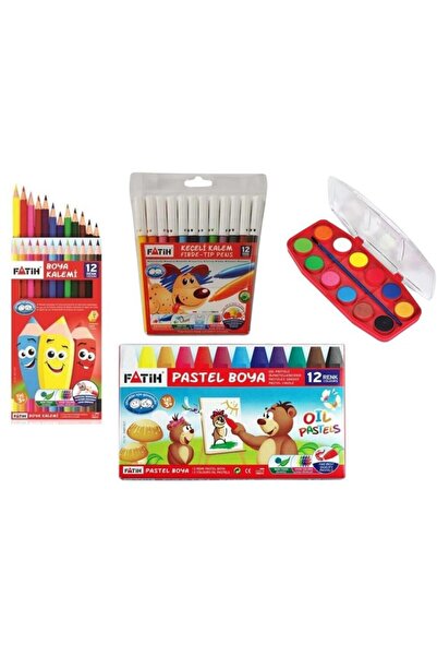 Fatih Kuru Boya Sulu Boya Pastel Boya Keçeli Kalem Boyama Seti