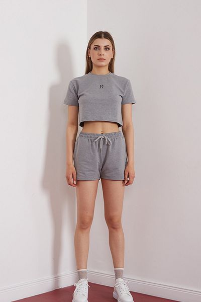 Eazy Co Set crop top de bază gri pentru damă