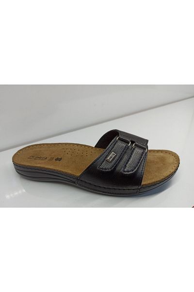 Muya Women's Black Anatomical Leather Slippers