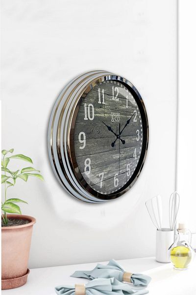 Kasva Concept Δώρο 40 εκ. Χρώμιο Μεταλλικό Ρολόι Τοίχου Firstime