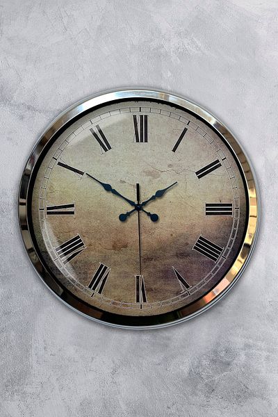 Kasva Concept Δώρο 40 εκ. Χρώμιο Μεταλλικό Αντίκα Ρολόι τοίχου