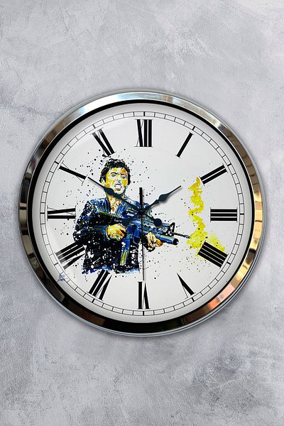 Kasva Concept Gift 40 cm Chrome Metal Rambo Wall Clock