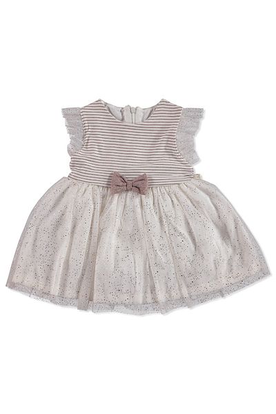 Mymio Girl - Copper Striped Bow Detail Dress