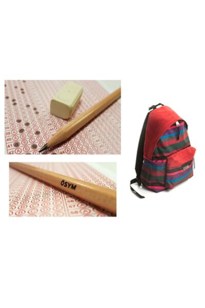 Faber Castell Σχολική τσάντα Faber-castell με διχτυωτό σχέδιο μπορντό με μολύβι Faber-castell Natural Osim 20" 2,5 B