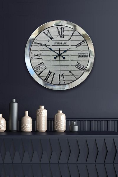 Kasva Concept Gift 36 cm Chrome Metal Novel Wall Clock