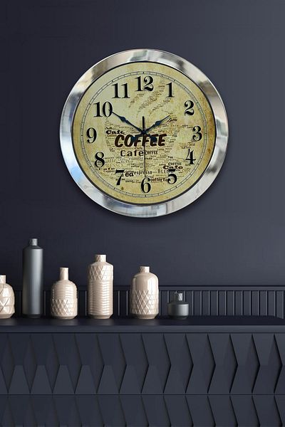 Kasva Concept Gift 36 cm Chrome Metal Brown Wall Clock