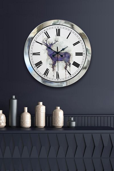 Kasva Concept Gift 36 cm Chrome Metal Animal Wall Clock
