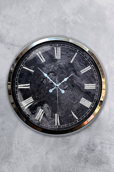 Kasva Concept Δώρο 40 εκ. Χρώμιο Μεταλλικό Ρωμαϊκό Μαρμάρινο Μοτίβο Ρολόι τοίχου