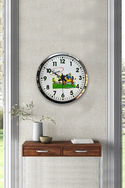 Kasva Concept Gift 40 cm Chrome Metal Butcher Wall Clock