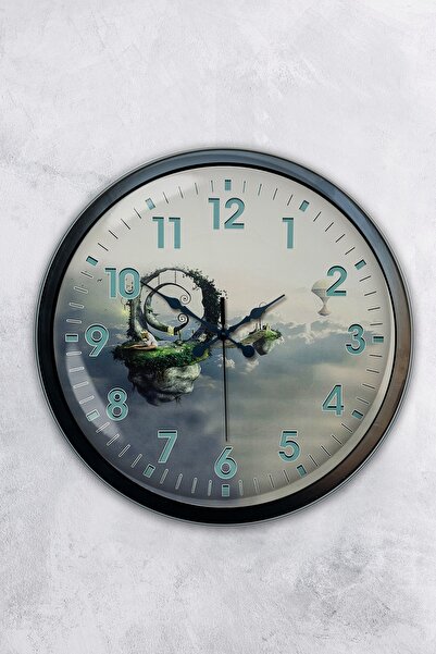 AİB STORE هدية ساعة حائط هواء معدنية سوداء مقاس 40 سم