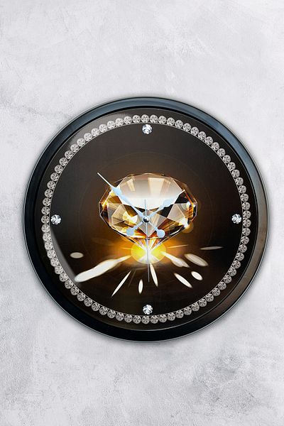 Kasva Concept Gift 40 cm Black Metal Diamond Wall Clock